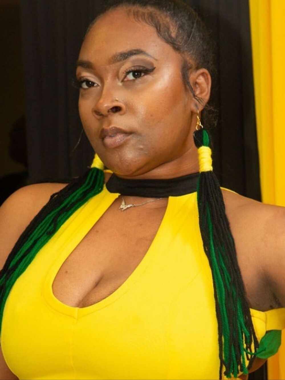 Jamaican Color Long Yarn Earrings